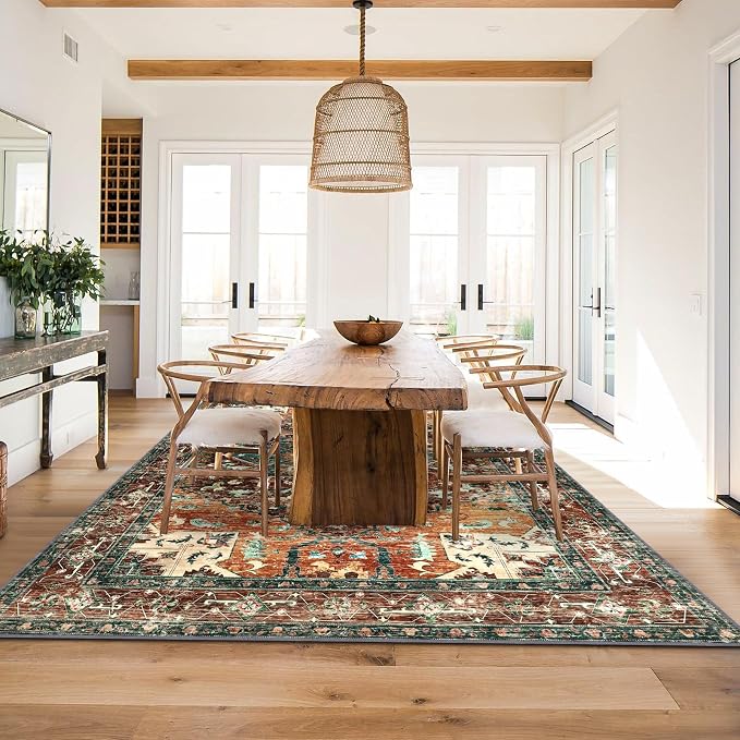 Yamaziot Area Rug 5x7, Non-Slip Washable Boho Vintage Living Room Bedroom Rug - Image 9