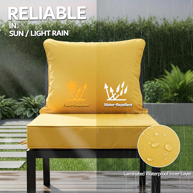 24x24 Inch Outdoor Chair Cushions Set of 2, Patio Furniture Cushions - Image 3