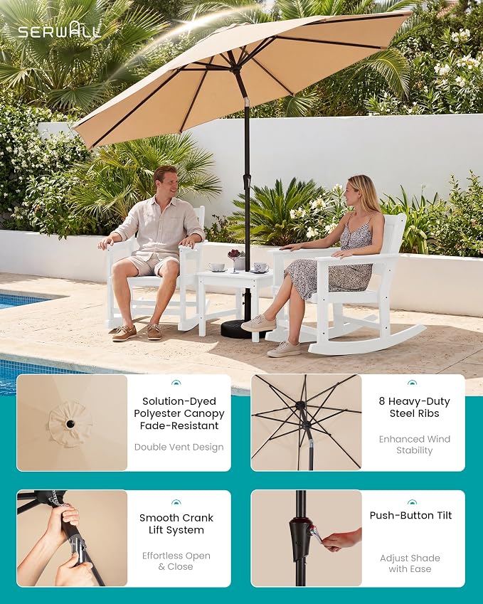 SERWALL Outdoor Rocking Chairs Set of 2 - Image 3