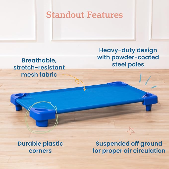 ECR4Kids Stackable Kiddie Cot, Ready-To-Assemble, Toddler Size, Classroom - Image 4