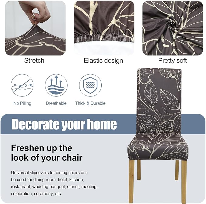 BIETYONE Stretch Dining Chair Covers Set of 8, Soft Removable Washable Kitchen - Image 3