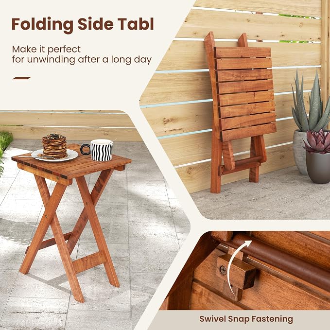 Tangkula 3-Piece Outdoor Poplar Wood Rocking Bistro Set, High Back Front Porch - Image 6