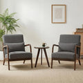 Mid Century Modern Accent Chairs Set of 2, Upholstered Corduroy Armchairs by Hjaustevy