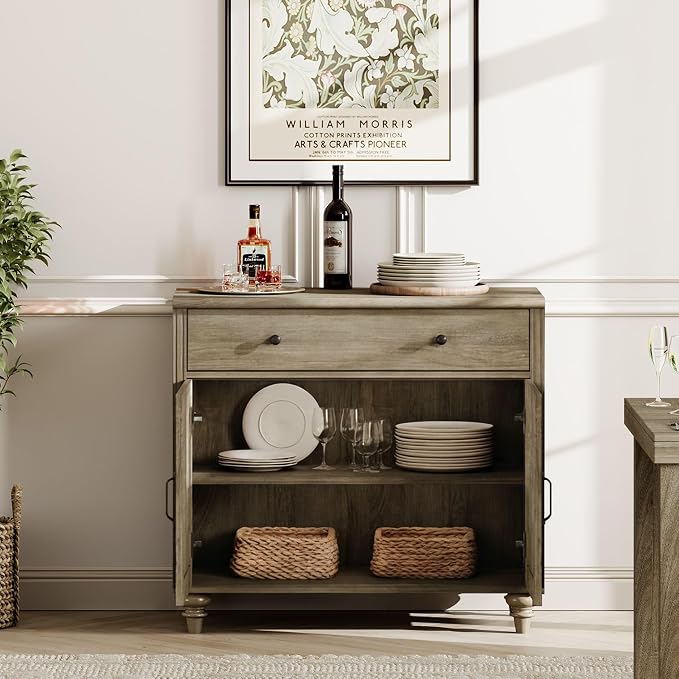 WAMAPT Buffet Cabinet with 6 Doors and 3 Drawers, Large Coffee Bar Table Wood - Image 3