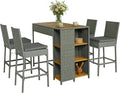 Outsunny 5 Piece Outdoor Bar Set, Wicker Outdoor High Top Table and Chairs by Outsunny