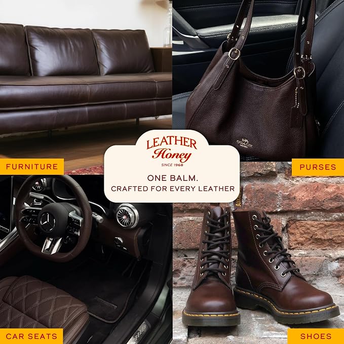 Leather Honey Brown Recoloring Balm: Color Restorer and Scratch/Scuff Remover - Image 5