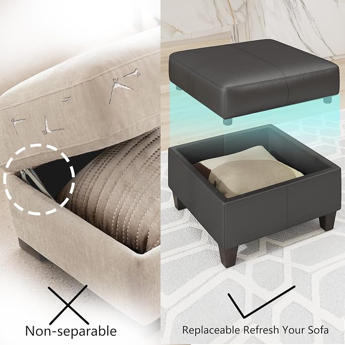 EASE MOOSE Armrest Module for Modular Sectional Sofa, Faux Leather Side - Image 9