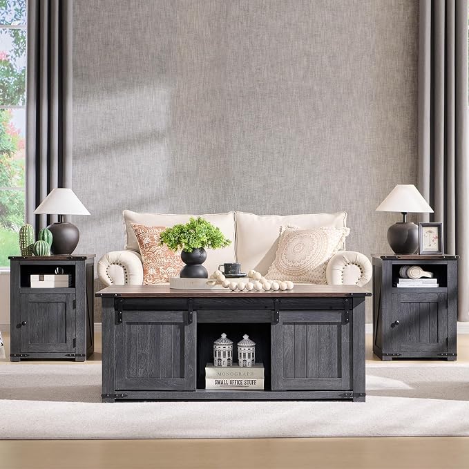 IFGET Farmhouse Furniture Set of 3, Includes 48" Lift Top Coffee Table by IFGETEnrichYourLivingSpace