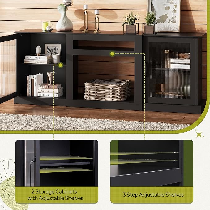 WLIVE Farmhouse TV Stand for 75 inch TV, Entertainment Center - Image 6