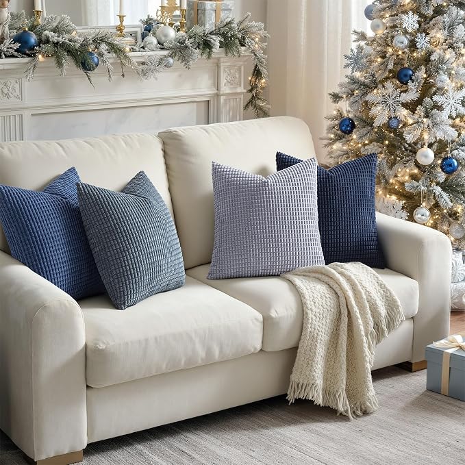 MIULEE Blue Decorative Pillow Covers 22x22 Inch Set of 4 Boho Western Farmhouse - Image 8