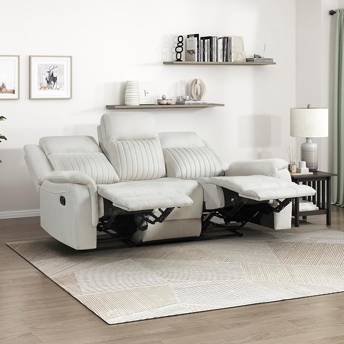 Lexicon Manual Double Reclining Sofa, Polished Microfiber Upholstered 3 Seater - Image 8