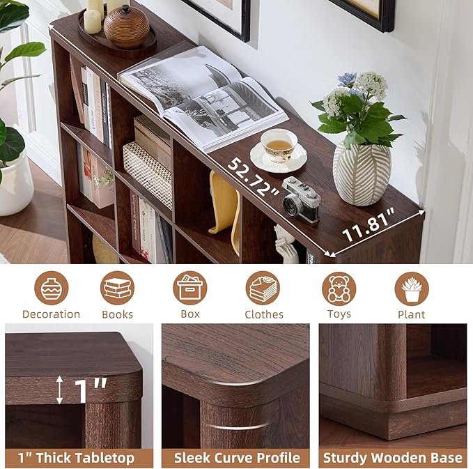 Joaxswe 12 Cube Storage Organizer, Wood Floor Standing 3-Tier Cubby Bookcase - Image 4