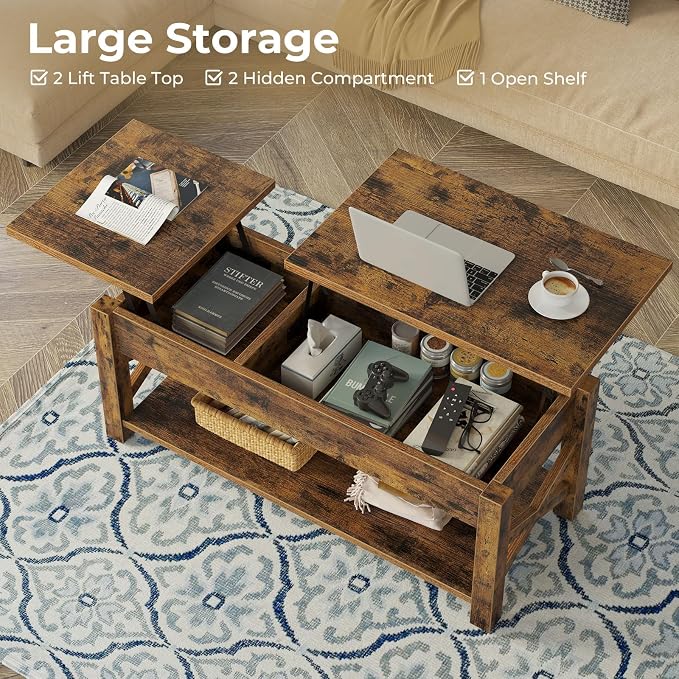 Rolanstar Coffee Table 47.2", 2 Way Lift Top - Image 4