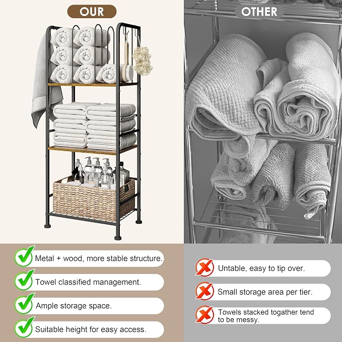 Towel Racks for Bathroom 3-Tier M-Shaped Detachable Dividers, Durable Metal - Image 6