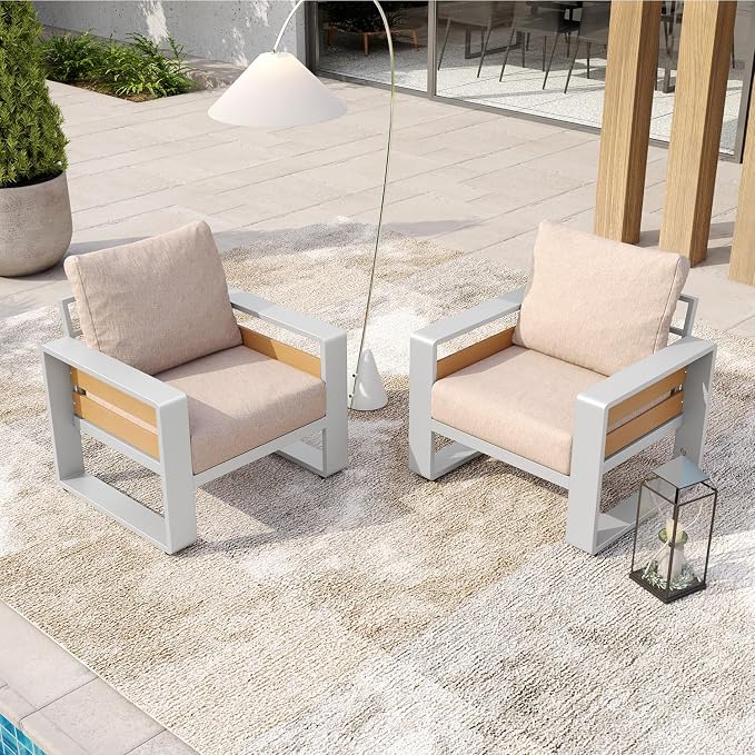 Aoxun Aluminum Patio Furniture Set, 2 Piece Luxury Outdoor Sectional - Image 3