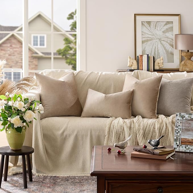 GIGIZAZA Decorative Throw Pillow Covers 18x18, Velvet Sofa Boho Cushion Pillows - Image 2