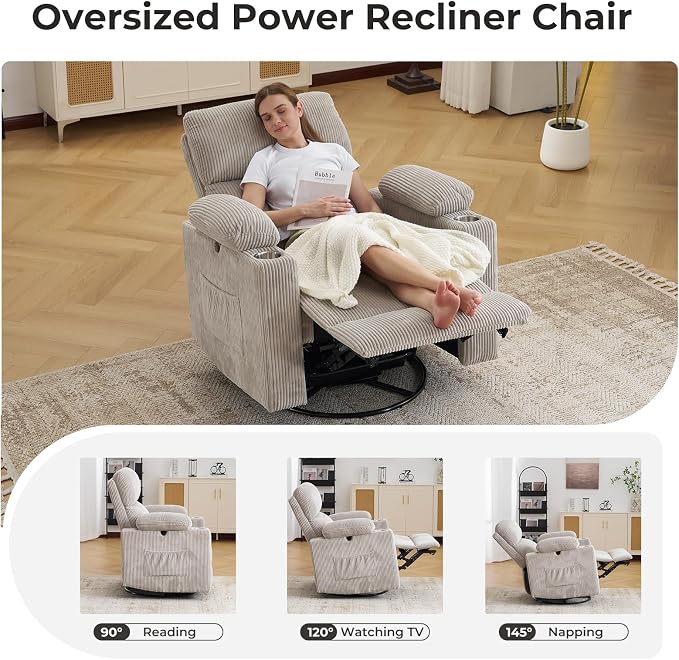 Rocking Chair Nursery with Adjustable Armrests, Electric Glider Recliner - Image 6