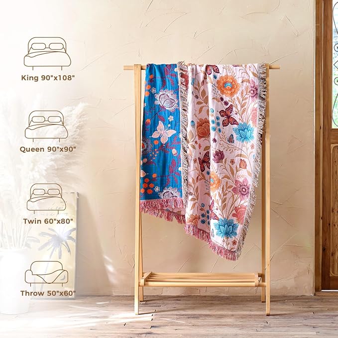 LUTBM Boho Throw Blanket for Bed Cotton Summer Blankets Twin Size for Bedroom - Image 6