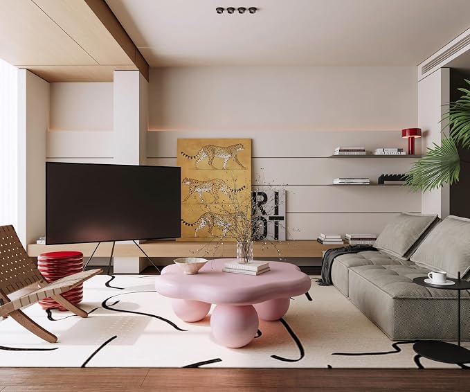 35" Cloud Coffee Table with 3 Ball Legs, Modern Minimalist Petal Center Table - Image 8
