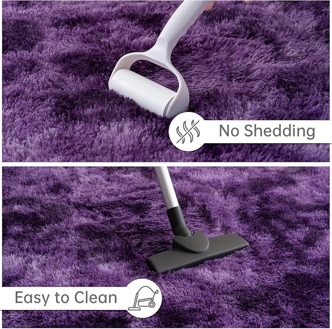 Goideal Fluffy Rug for Bedroom Living Room, 3x5 Purple Area Rugs, Faux Fur Shag - Image 7