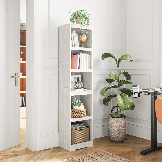 LINSY HOME 5-Shelf Bookcase, Narrow Bookshelves Floor Standing Display Storage - Image 2