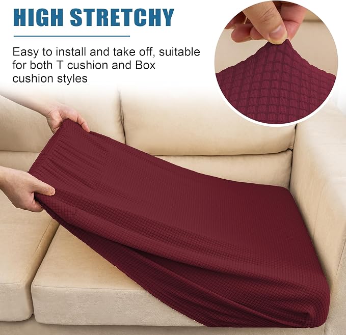 Water Repellent Couch Cushion Cover 3 Pieces Sofa Seat Cushion Covers, Stretch - Image 5