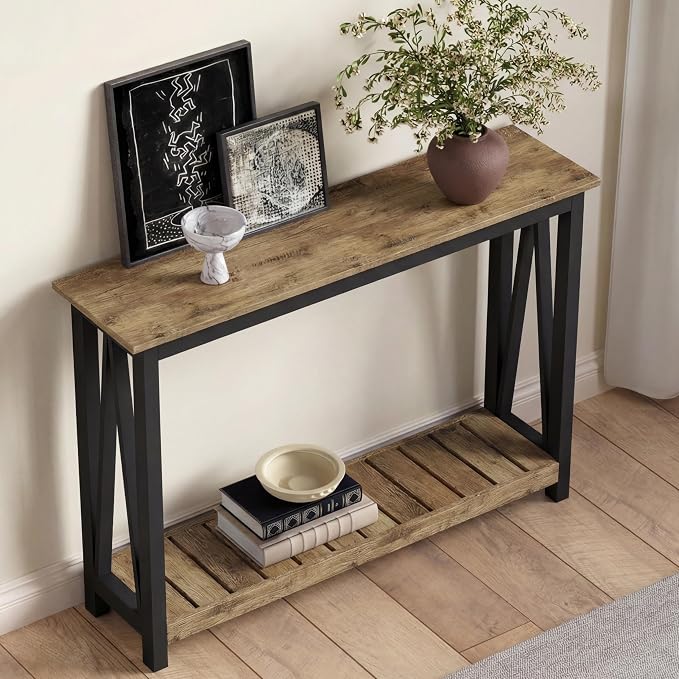 ChooChoo Farmhouse Console Table, Rustic Vintage Narrow Sofa Table - Image 5