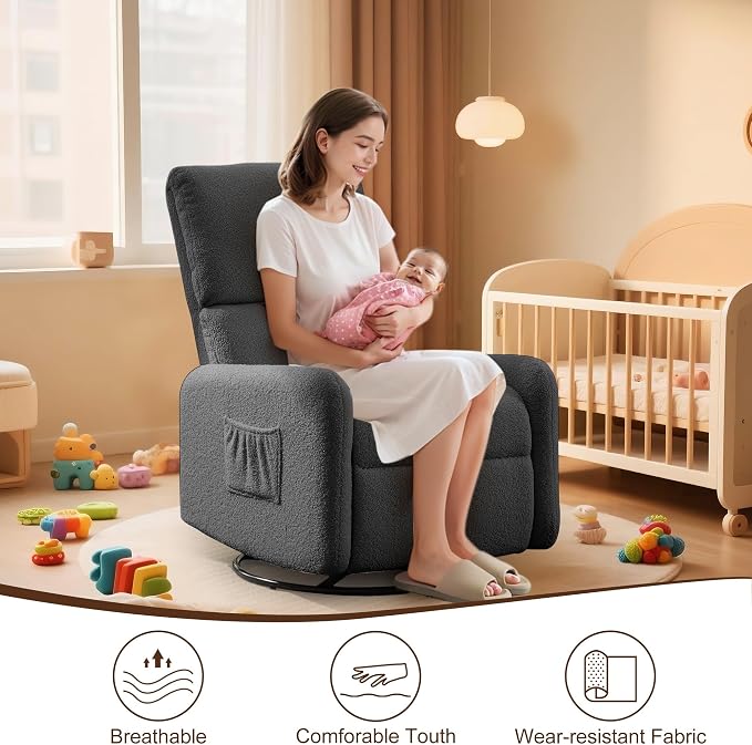 Korser 360° Rocking Chair, Nursery Rocker Chair - Image 5