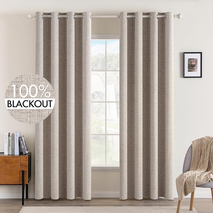 MIULEE Blackout Curtains for Bedroom Polyester Texture Thermal Insulated by MIULEE