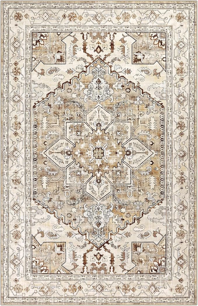 Yamaziot Area Rug 8x10, Non-Slip Washable Boho Vintage Living Room Bedroom Rug - Image 2