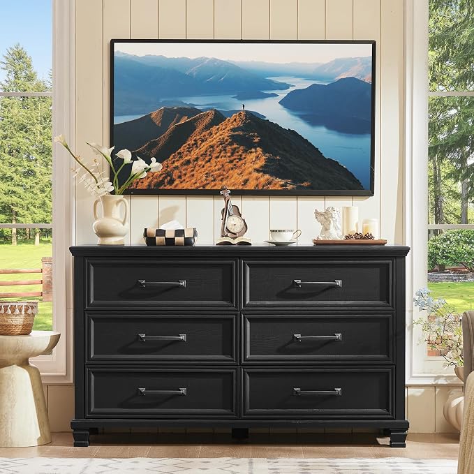 SAVOR LIFE Farmhouse Black 6 Drawer Dresser - Image 2
