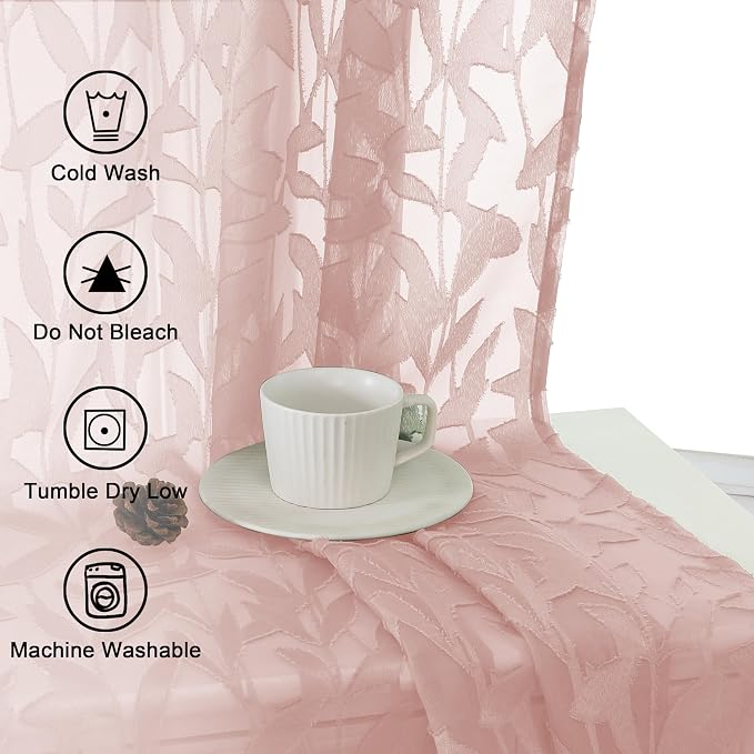 Lecloud Leia Semi Sheer Pink Curtains - Image 8