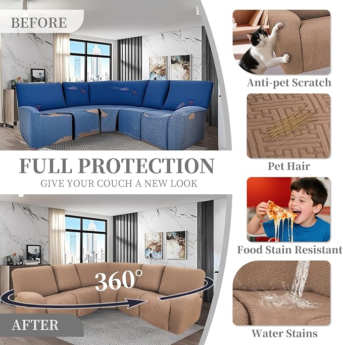 100% Waterproof Sectional Recliner Couch Covers - Image 6