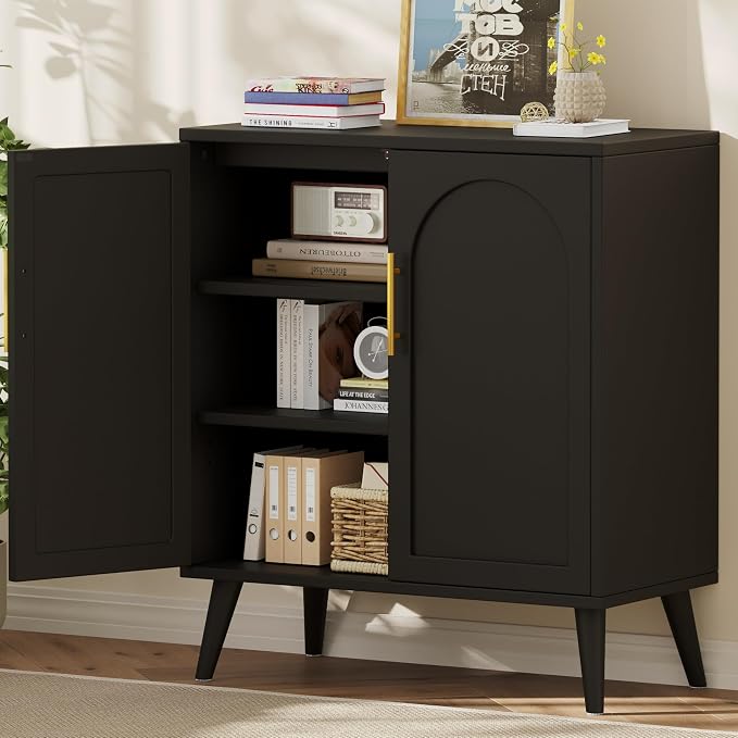 Keehusux 15.7" D Black Buffet Cabinet - Image 4