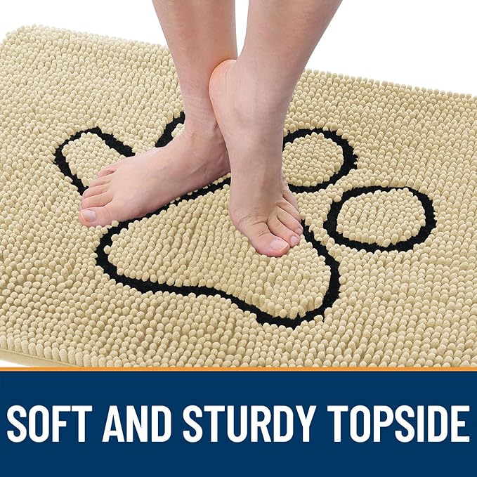 OLANLY Dog Door Mat for Muddy Paws 30x20, Paw Print Design, Absorbs Moisture - Image 4