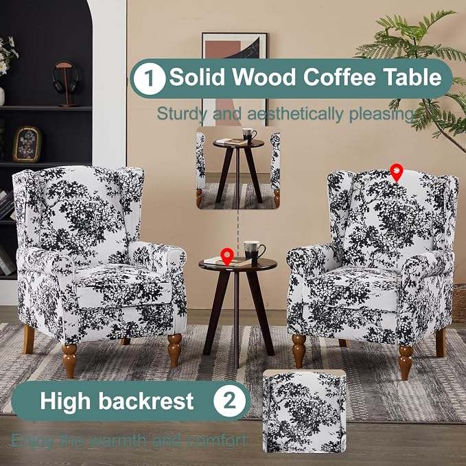 Upholster Accent Armchair & Side Table 2-Piece Set, Chenille Vintage Style - Image 5