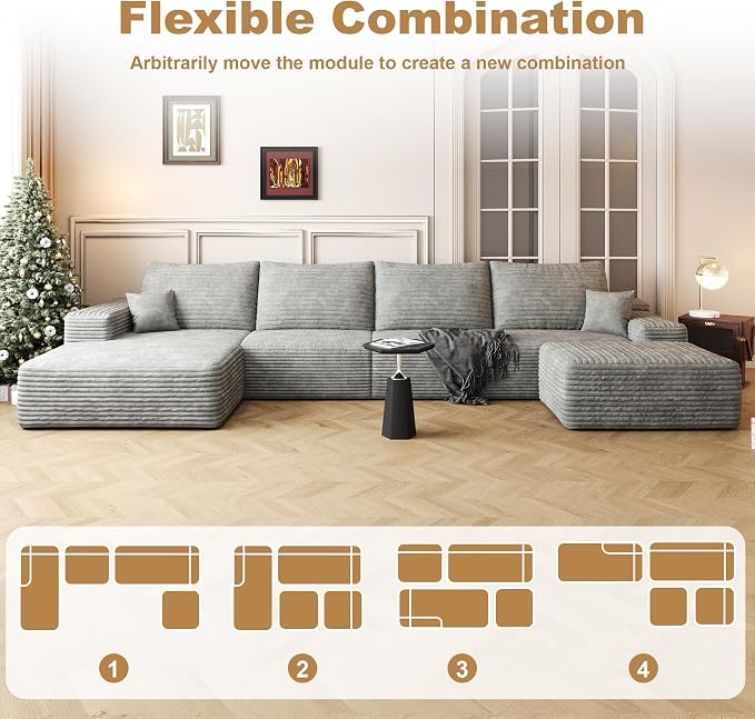 136" Sectional Couches for Living Room Cloud Couch Sofa - Image 6