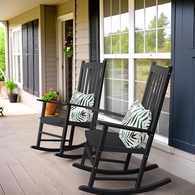 Flamaker Outdoor Rocking Chair Oversized Wooden Patio Chairs - Image 7