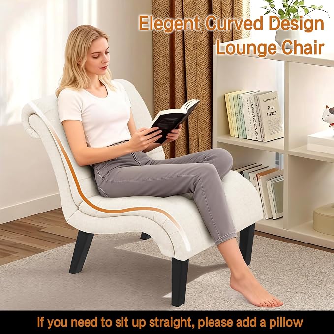 Mid Century Modern Accent Chair, Button Tufted Armless Lounge Chair, - Image 7