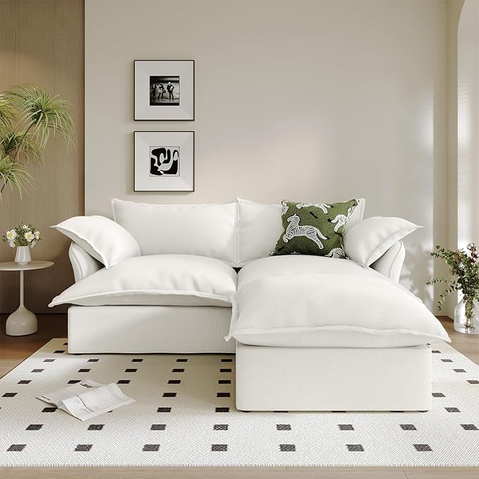2 Seat with Ottoman L Shape Modular Sectional Couch Sofa by Gtilzria