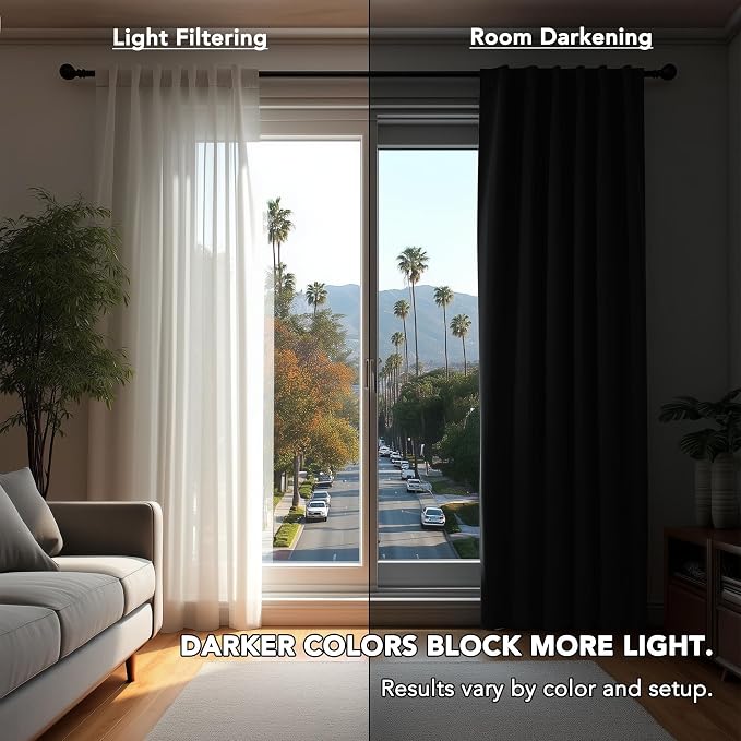 Deconovo Blackout Curtains, Thermal Insulated, W42 x L95 2 Panels, Back Tab - Image 3