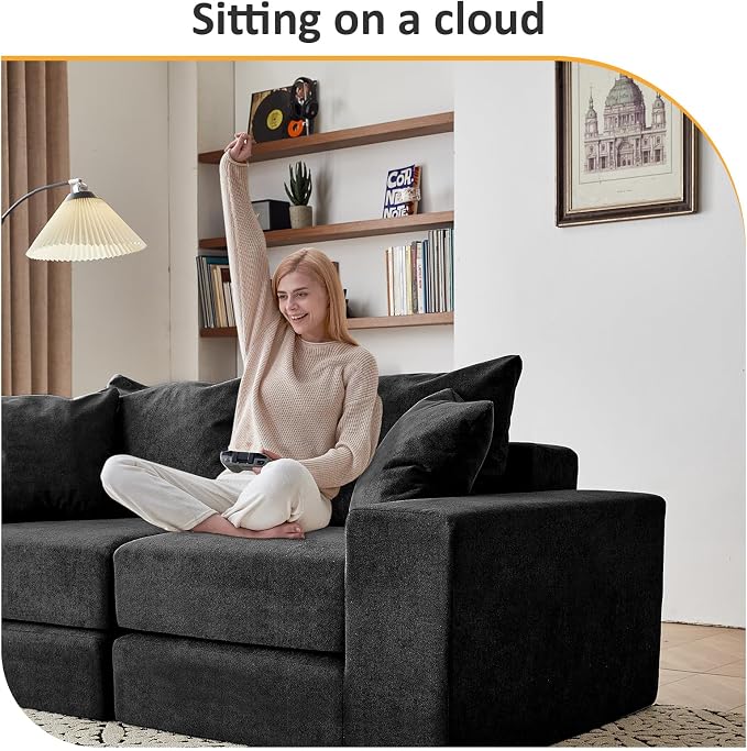 Modular Sectional Loveaeat Cloud Sofa, Boneless Couch - Image 8