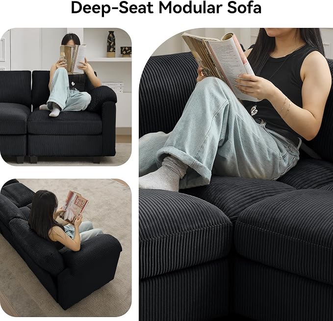 87.5'' L Shaped Modular Sectional Sofa, 3 Seater Cloud Couch - Image 6