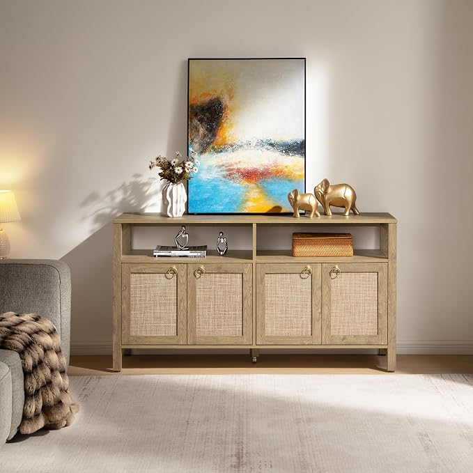 SICOTAS Rattan TV Stand for Television up to 120 Inch - Image 7