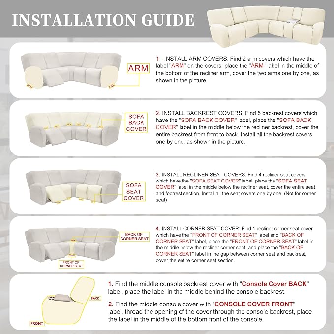 100% Waterproof Sectional Recliner Couch Covers - Image 7