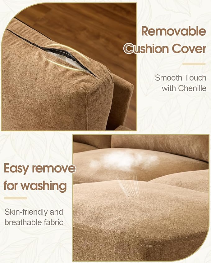 Karl home 99.6" Sectional Sofa, U-Shaped Chenille Upholstered Couch - Image 6
