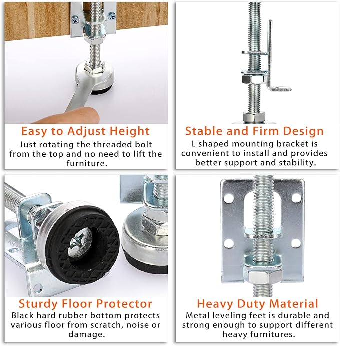 OwnMy 4 Packs Heavy Duty Adjustable Furniture Leveling Feets L Shaped Furniture - Image 5