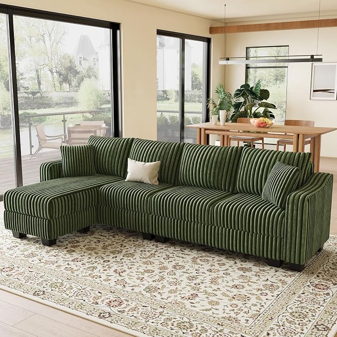 Belffin Sectional Couch with L-Shape Chaise L Shaped Couch with Ottoman - Image 3