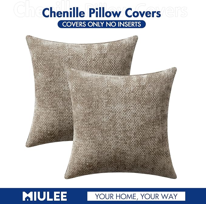 MIULEE Pack of 2 Euro Sham Pillow Covers 24x24 Inch Neutral Khaki Modern Boho - Image 7