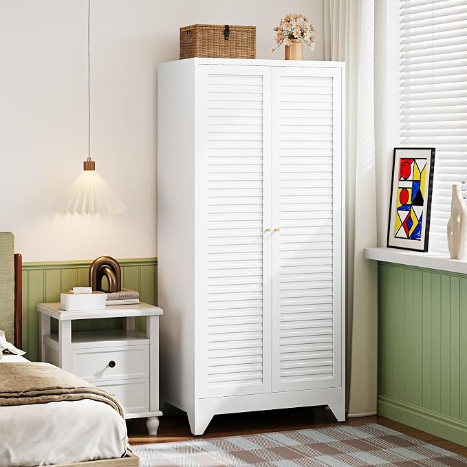 Letaya Armoire Wardrobe Closet, Hanging Rod Clothing Storage Cabinets - Image 8